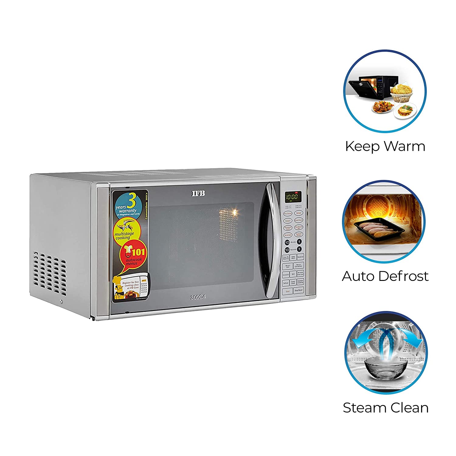IFB 30 L Convection Microwave Oven (30SC4, Metallic Silver, with Starter Kit) IFB 30 L Convection Microwave Oven (30SC4, Metallic Silver, with Starter Kit)